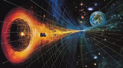 Poster - a diagram showing the effects of light speed on time, space, and gravity in relation to special rela