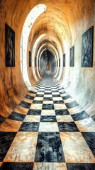 Poster - Surreal architectural corridor dreamlike gallery digital art abstract space perspective view visual illusion