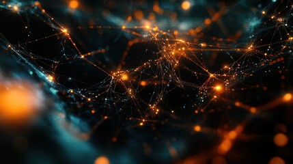 Leinwandbilder - A digital abstract background featuring a network of glowing nodes and connections, creating a sense of technology, data, and global connectivity, ideal for innovation or cyber themes