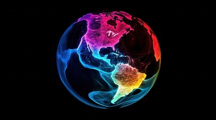 Poster - Abstract Colorful Earth Globe with Network Connections and Waves