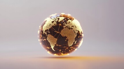 Poster - Glowing Earth with Network Connections Over Global Map in Dark Background