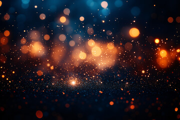 Poster - Cosmic Dust: A captivating abstract backdrop with a mesmerizing blend of warm gold and cool blue bokeh lights, evoking a sense of mystery and celestial wonder. 
