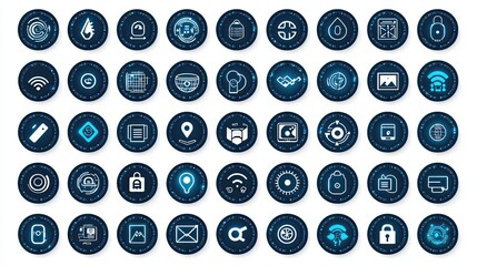 Poster - Collection of Futuristic Technology Circular Icons