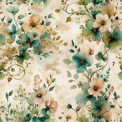 Poster - beautiful floral patterns with soft colors and intricate designs on a light background