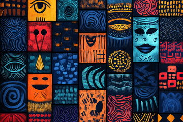  Vibrant Illustration of Traditional African Patterns and Symbols.representing the rich cultural heritage and diversity of African communities. black history month concept