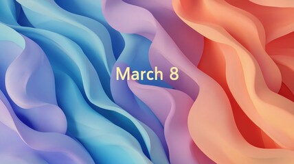 Poster - Stylized Typography of March Displayed in Abstract Colorful Wave Patterns