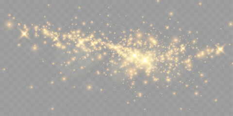 Poster - Magic glowing sparkles with bokeh and light glitter effect on transparent background.

