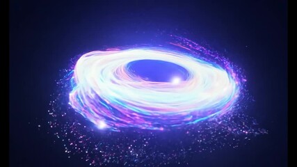 Poster - Mesmerizing display of swirling neon lights forming a vibrant energy vortex against a dark background, creating a sense of motion and cosmic wonder. Perfect for futuristic or sci-fi themes