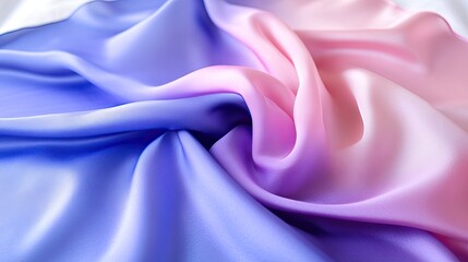 Poster - A soft, silky smooth satin fabric with gentle folds and a gradient of deep blue, purple, and pink, perfect for elegant designs.
