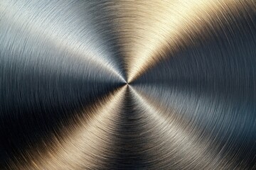 Poster - Intricate radial brushed texture of silver metal displays a smooth, reflective surface with striking contrasts and a captivating light play