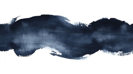 Poster - Black and dark navy watercolor abstract background with artistic brush strokes. Rough daubs and grain texture creating a dramatic night sky.