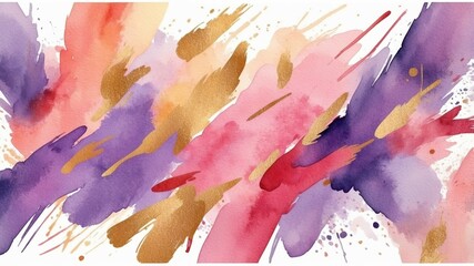 Poster - Beautiful abstract watercolor artwork featuring vibrant colors and gold accents ideal for decorating various spaces