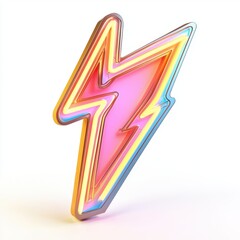 Wall Mural - bold neon lightning bolt sculpture isolated on white