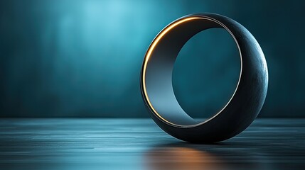 Poster - Illuminated Circular Object on Dark Surface