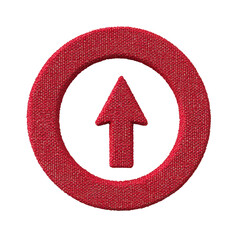 Poster - Red circular arrow icon with textured design and upward arrow