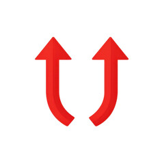 Poster - Double curved red arrow icon, flat design, symmetrical and modern