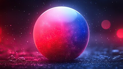 Poster - Glowing Orb Rests on Dark Ground Amidst Sparkling Dust