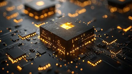 Poster - Illuminated Central Processing Unit On Circuit Board