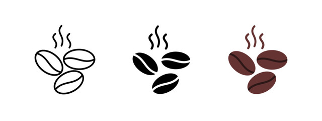 Wall Mural - coffee beans icon. roasted coffee bean aroma vector illustration. hot caffeine drink symbol. espress