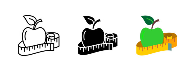 Wall Mural - healthy diet icon. weight loss and nutrition vector illustration. fitness and wellness symbol. apple
