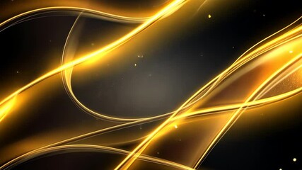 Poster - Elegant golden light waves flowing across dark background