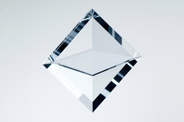 Aufkleber - A transparent glass pyramid, geometrically precise, reflecting light beautifully.