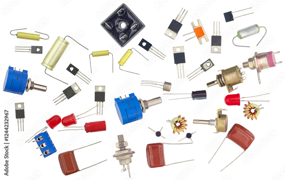 Radio components on white Stock Photo | Adobe Stock