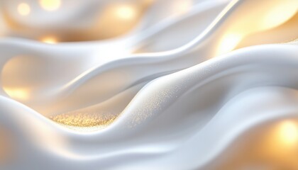 Poster - Luxurious Contemporary Decor With White And Gold Curves, Fluid Light Effects, And Bokeh Detail. Realistic, Modern, High-End Design Aesthetic.