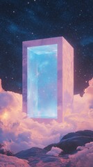 Poster - Mysterious portal opening dreamlike clouds digital artwork surreal environment cosmic viewpoint