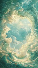 Poster - Celestial swirls and ethereal clouds sky digital art fantasy aerial perspective dreamy atmosphere