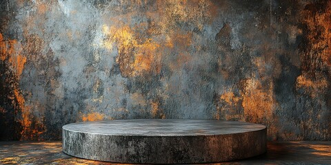 Poster - Beautiful textured background with circular platform for presentations or displays in an artistic setting