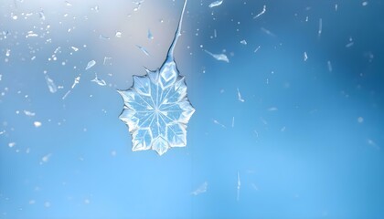 Wall Mural - a snowflake hanging from a window with a blue sky in the background