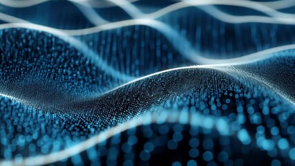 Poster - Dynamic blue wave patterns in abstract motion with glowing light effects