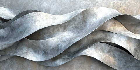 Poster - Sculptural wave design creates dynamic texture on a wall surface in an artistic installation