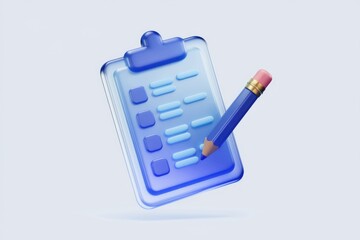 Poster - 3D rendering of a checklist clipboard with a pencil, signifying planning and organization.