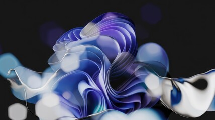 Poster - Abstract blue and purple swirls create a mesmerizing, fluid art piece against a dark background.