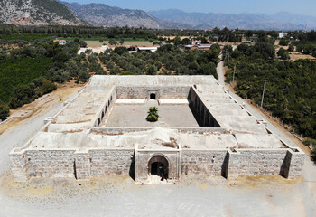 Wall Mural - The historical Kirkgozhan Caravanserai in Antalya, Turkey, was built during the Seljuk period.