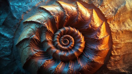 Wall Mural - A spiral shaped object with a golden hue