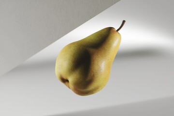 Poster - A ripe, yellowish-brown pear, subtly textured, floats against a minimalist backdrop.