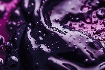 Leinwandbilder - Dark liquid with bubbles and swirls creates a mesmerizing abstract pattern on a surface