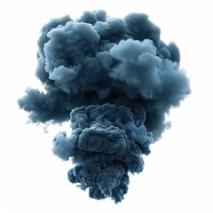 Poster - Abstract dark blue ink cloud swirling in water creating dynamic shapes