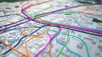 Metro, underground, subway transport map. Metropolis metro system, city subway lines vector plan. Urban transport, railroad network or passenger transportation routes, bus or tram stations scheme