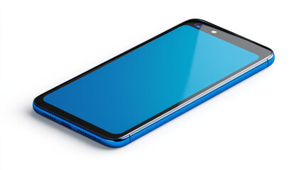 Poster - glossy illustration of a smart phone with blank blue touch screen, home button, receiver and buttons