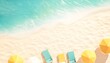 © Chanchira - Summer banner background. Beach chair and umbrella beach. Vacation time