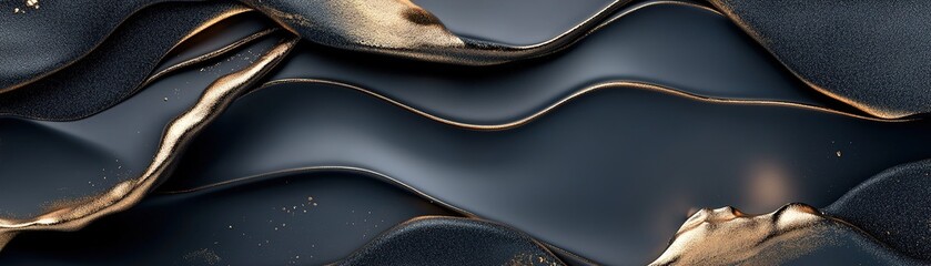 Poster - Deep navy-blue water with gentle waves reflects golden light, creating a serene and luxurious atmosphere filled with negative space, ideal for calming visuals