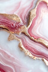 Poster - This fluid acrylic artwork features luxurious deep red and gilded accents, creating a dynamic composition that enhances elite product lines with glossy, resin-like effects