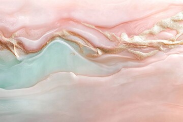 Poster - Soft pastel waves ripple gracefully, enhanced by delicate hints of gold dust. This serene backdrop evokes a refined, tranquil ambiance perfect for relaxation or inspiration