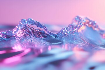 Poster - Glowing water surface illuminated with electric blue and purple neon highlights, depicting an abstract high-tech aesthetic