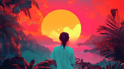 Poster - Aesthetic gradient Y2K posters and modern abstract backgrounds, vector cover templates. Neon glow color gradient posters with Y2K aesthetic geometric and simple minimal line frames on background
