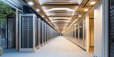 Aufkleber - Data center corridor showcasing server racks and technology
